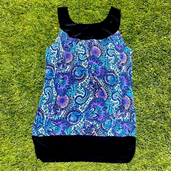 Sleeveless Purple Paisley Tank Top, Tempted Hearts Brand, Women’s Size L - Picture 1 of 12
